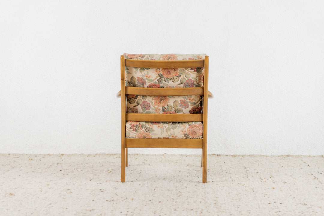 Vintage Sessel Holz Blumen Armchair Stuhl Landhaus